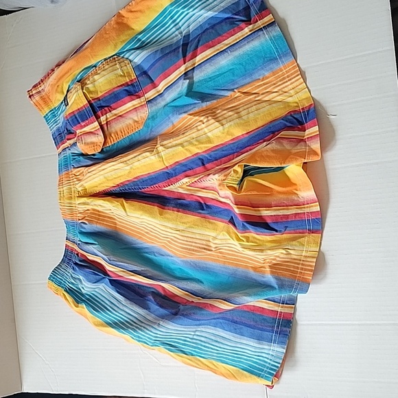 Faconnable Mens Swimtrunks Bathing Suit Multi Color Stripped Pattern Size L - Picture 3 of 10